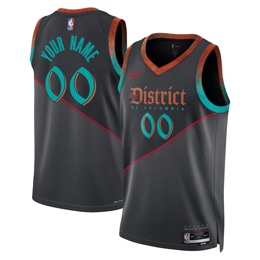 Men Washington Wizards Nike Black City Edition 2023-24 Custom Swingman NBA Jersey